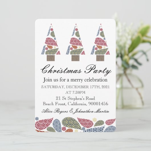 Invitation Snowflake Teardrops Tree Noël Party Invitatiatiati (Debout devant)