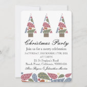Invitation Snowflake Teardrops Tree Noël Party Invitatiatiati (Devant)