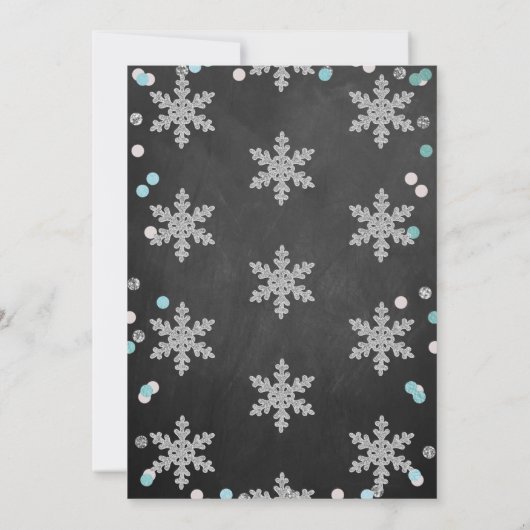 Invitation Snowflake Winter Chalkboard 1er anniversaire (Dos)
