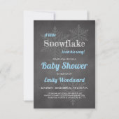 Invitation Snowflake Winter Chalkboard Blue Boys Baby shower (Devant)