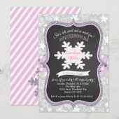Invitation Snowflake Winter ONE derlandmAnniversaire Invitati (Devant / Derrière)