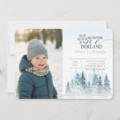 Invitation Snowflake Winter Onederland 1st Birthday Kid Photo (Devant)