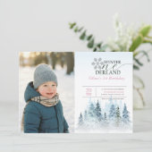 Invitation Snowflake Winter Onederland Kid Photo 1st Birthday (Debout devant)