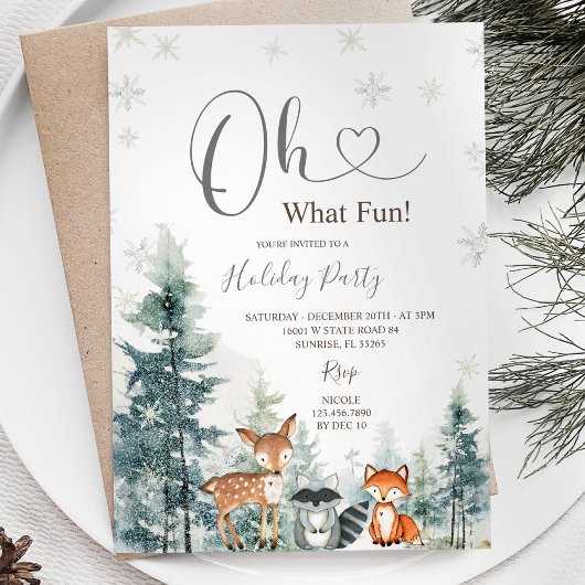Invitation Snowflakes Animal Pine Trees Verdure Vacances