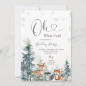 Invitation Snowflakes Animal Pine Trees Verdure Vacances (Devant)