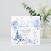 Invitation Snowflakes Arctic Animal Mountain Baby Sprinky (Debout devant)