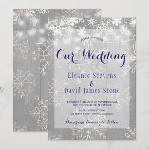 Invitation Snowflakes argent lumières hiver merveilleux maria