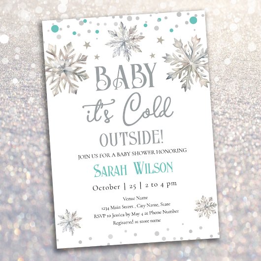 Invitation Snowflakes Baby It's Cold Outside Baby shower