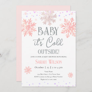 Invitation Snowflakes Baby It's Cold Outside Baby shower Rose