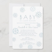 Invitation Snowflakes Baby Son Baby shower bleu froid par cou (Devant)
