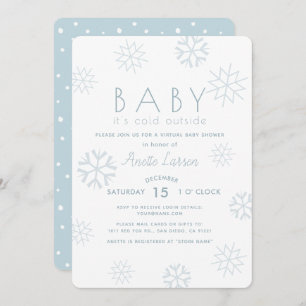 Invitation Snowflakes Baby Son Baby shower virtuel bleu froid