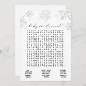 Invitation Snowflakes Baby Word Search Game Card (Devant / Derrière)