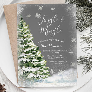 Invitation Snowflakes blanc Jingle & Mingle Winter Party
