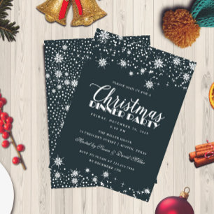 Invitation Snowflakes Blue and White Christmas Dinner Party I