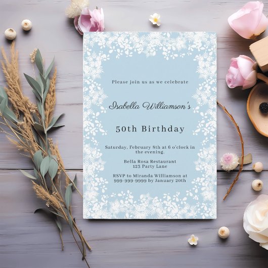Invitation Snowflakes blue elegant winter birthday party