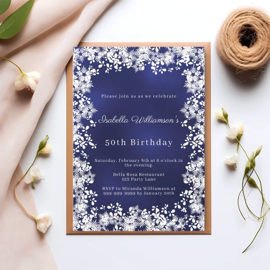 Invitation Snowflakes blue elegant winter party birthday
