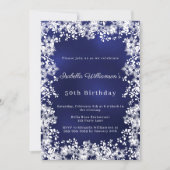 Invitation Snowflakes blue elegant winter party birthday (Devant)