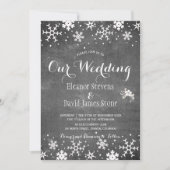 Invitation Snowflakes chalkboard hiver rustique mariage (Devant)