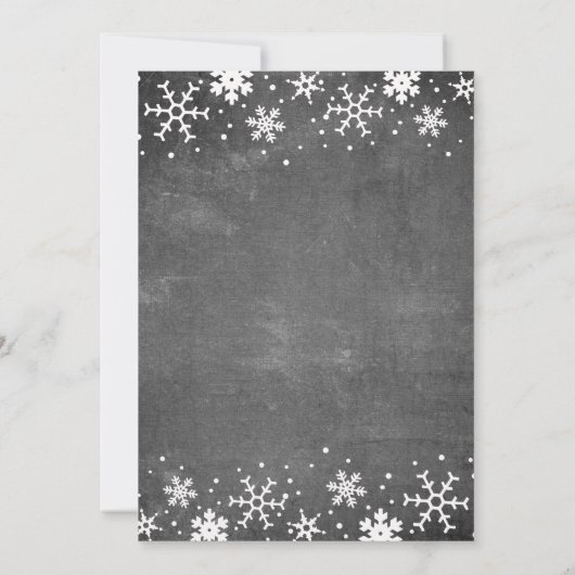 Invitation Snowflakes chalkboard hiver rustique mariage (Dos)