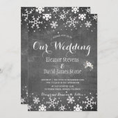 Invitation Snowflakes chalkboard hiver rustique mariage (Devant / Derrière)