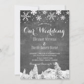 Invitation Snowflakes chalkboard mariage de bois d'hiver (Devant)