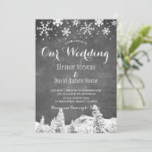 Invitation Snowflakes chalkboard mariage de bois d'hiver (Debout devant)