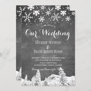 Invitation Snowflakes chalkboard mariage de bois d'hiver