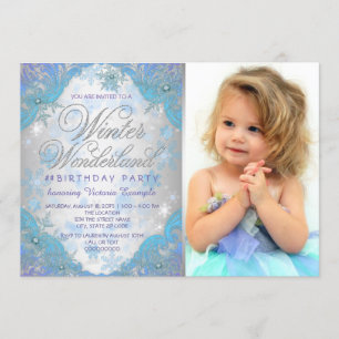 Invitation Snowflakes congelé Winter Wonderland Birthday Part