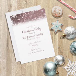 Invitation Snowflakes de Noël Dusty Rose