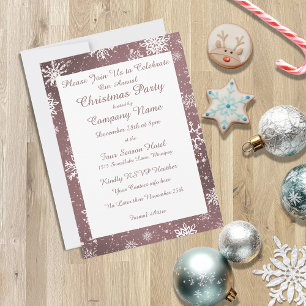 Invitation Snowflakes de Noël Dusty Rose