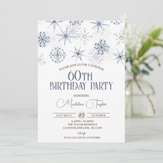 Invitation Snowflakes d'hiver 60e anniversaire (Debout devant)