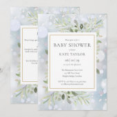 Invitation Snowflakes d'hiver Baby shower verdoyant (Devant / Derrière)