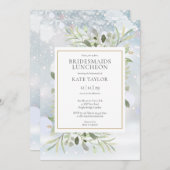 Invitation Snowflakes d'hiver Bridesmaids de verdure Déjeuner (Devant / Derrière)