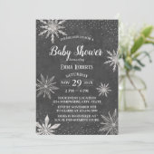 Invitation Snowflakes d'hiver Élégant Baby shower de Chalkboa (Debout devant)