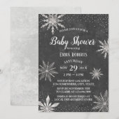 Invitation Snowflakes d'hiver Élégant Baby shower de Chalkboa (Devant / Derrière)