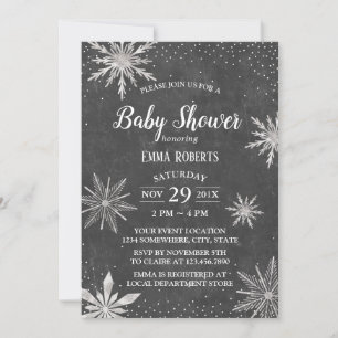 Invitation Snowflakes d'hiver Élégant Baby shower de Chalkboa