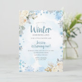 Invitation Snowflakes d'hiver Onederland 1er anniversaire Flo (Debout devant)