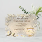 Invitation Snowflakes en or, Fête de Noël d'entreprise en ver (Debout devant)