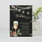 Invitation Snowflakes en or, Fête de Noël en verre ChampagnE (Debout devant)