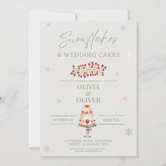 Invitation Snowflakes et dîner de répétition de gâteau mariag (Devant)