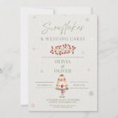 Invitation Snowflakes et mariage gâteau fiançailles (Devant)