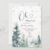 Invitation Snowflakes et Pine Trees Verdure Fête de vacances (Devant)