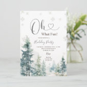 Invitation Snowflakes et Pine Trees Verdure Fête de vacances (Debout devant)