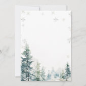 Invitation Snowflakes et Pine Trees Verdure Fête de vacances (Dos)