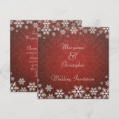 Invitation Snowflakes et Red Mariage damassé (Devant / Derrière)