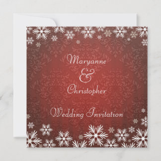 Invitation Snowflakes et Red Mariage damassé