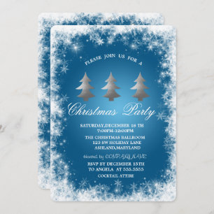 Invitation Snowflakes, Etoiles, Pine Tree Blue Christmas Part