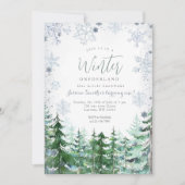 Invitation Snowflakes Forest Winter Onederland 1er anniversai (Devant)