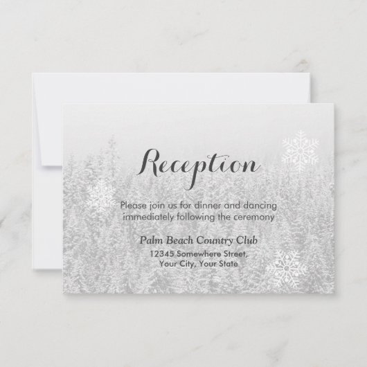 Invitation Snowflakes & Forêt de Neige Réception de mariage d (Devant)