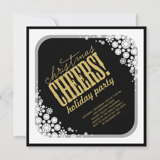 Invitation Snowflakes Frame Noël Soirée de Noël (Devant)